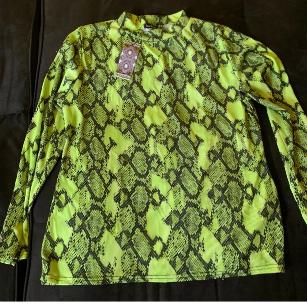 BooHoo Snake Print Top